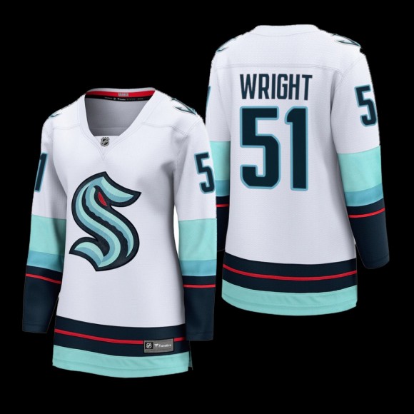 Women Seattle Kraken Shane Wright #51 Away 2022 NHL Draft Jersey White