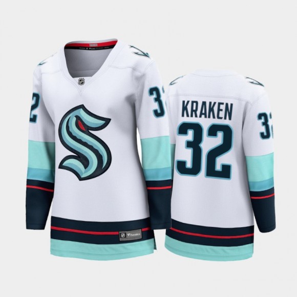 Women Seattle Kraken #32 Away 2021-22 Breakaway Jersey White