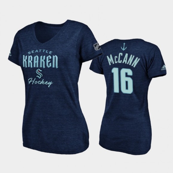 Women Seattle Kraken Jared McCann #16 Freeline 2021-22 Navy V-Neck Tee