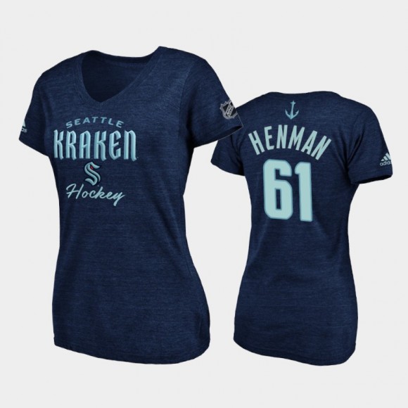 Women Seattle Kraken Luke Henman #61 Freeline 2021-22 Navy V-Neck Tee