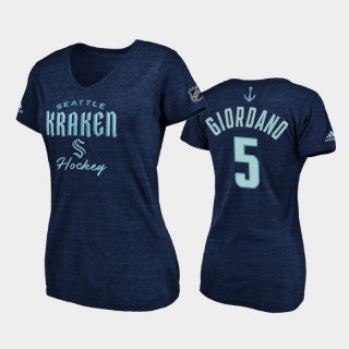 Women Seattle Kraken Mark Giordano #5 Freeline 2021-22 Navy V-Neck Tee