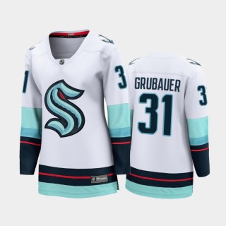 Women Seattle Kraken Philipp Grubauer #31 Away 2021-22 Breakaway Jersey White