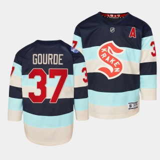 Seattle Kraken #37 Yanni Gourde 2024 NHL Winter Classic Premier Player Blue Youth Jersey