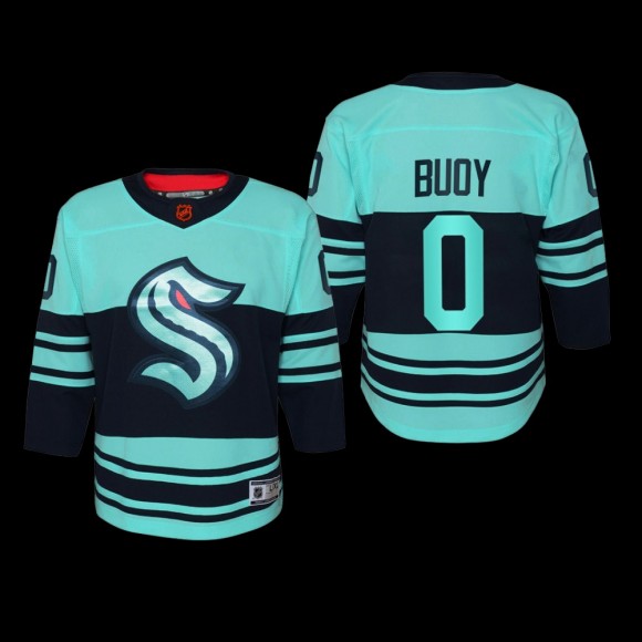 Youth Seattle Kraken Buoy #0 Special Edition 2.0 2022 Replica Retro Ice Blue Jersey