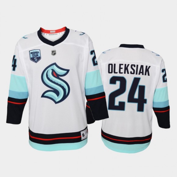 Youth Seattle Kraken Jamie Oleksiak #24 Away 2021-22 Replica White Jersey