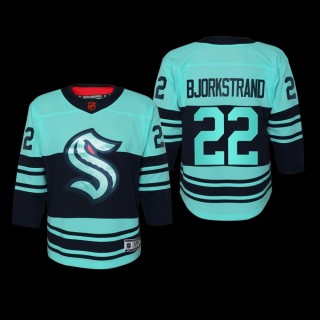 Youth Seattle Kraken Oliver Bjorkstrand #22 Special Edition 2.0 2022 Replica Retro Ice Blue Jersey
